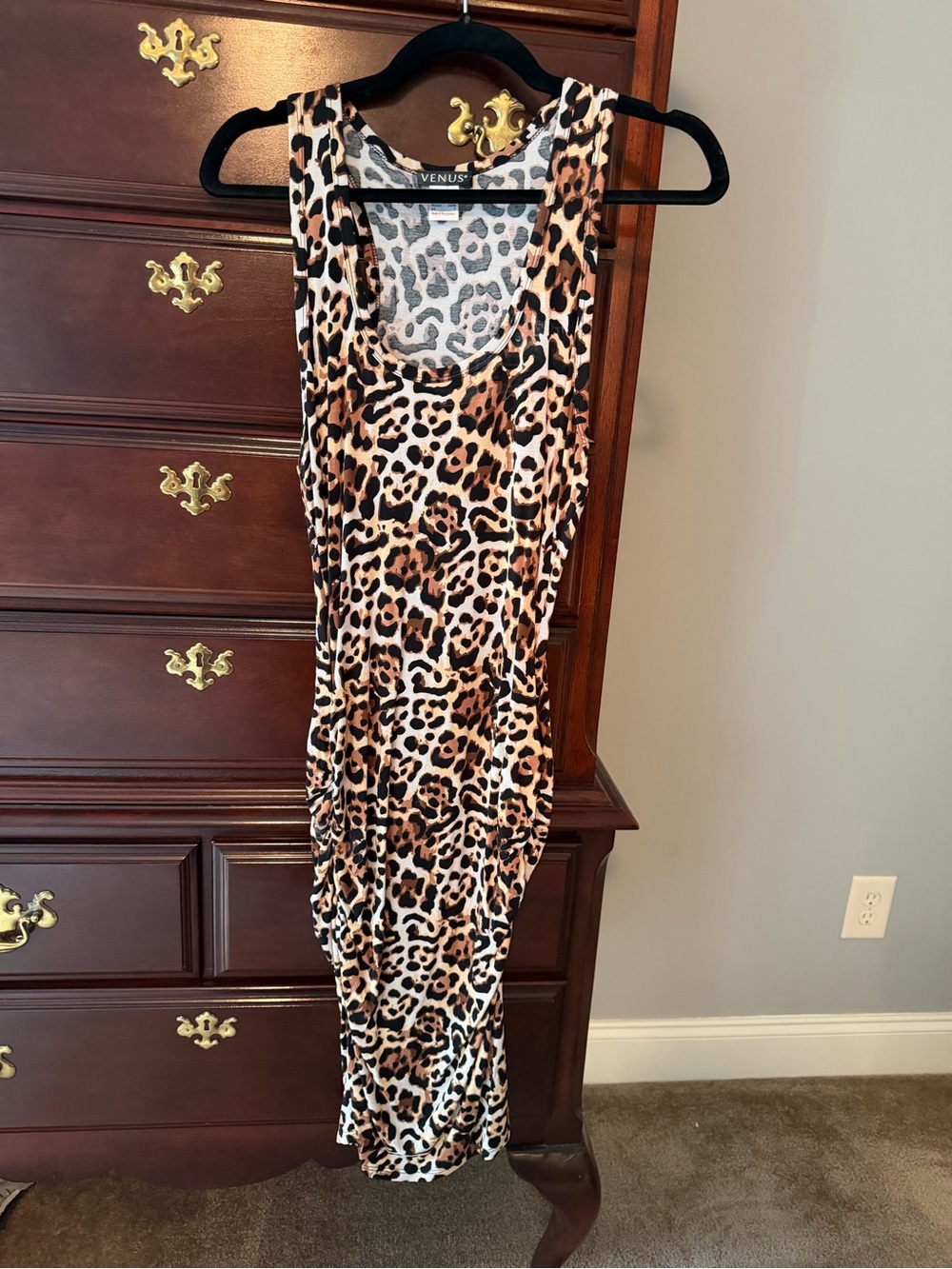 VENUS Leopard Print Tank Dress - Black/Brown/Cream